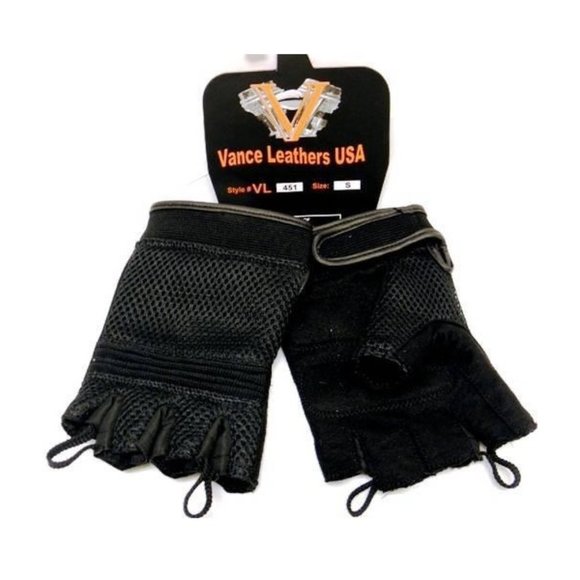 Mesh Fingerless Gloves with Heavy Duty Gel Suede Palm and Pull Tabs - Picture 1 of 2